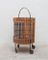 Vintage Round Wood and Rattan Trolley, 1960s 2