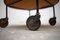 Vintage Round Wood and Rattan Trolley, 1960s 5