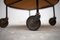 Vintage Round Wood and Rattan Trolley, 1960s, Image 5