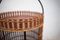Vintage Round Wood and Rattan Trolley, 1960s 4
