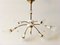 Mid-Century French Glass, Brass & Porcelain Chandelier, 1950s 1