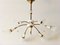 Mid-Century French Glass, Brass & Porcelain Chandelier, 1950s, Image 1