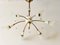 Mid-Century French Glass, Brass & Porcelain Chandelier, 1950s, Image 2