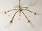 Mid-Century French Glass, Brass & Porcelain Chandelier, 1950s 3