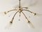 Mid-Century French Glass, Brass & Porcelain Chandelier, 1950s, Image 3
