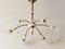 Mid-Century French Glass, Brass & Porcelain Chandelier, 1950s, Image 13