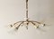 Mid-Century French Glass, Brass & Porcelain Chandelier, 1950s, Image 7