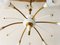 Mid-Century French Glass, Brass & Porcelain Chandelier, 1950s 14