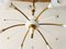 Mid-Century French Glass, Brass & Porcelain Chandelier, 1950s, Image 14