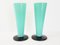 Art Deco Black & Green Opaline Glass Vases, 1920s, Set of 2 1