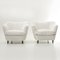 White Velvet Lounge Chairs, 1950s, Set of 2 1