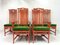 Chaises de Salon Vintage en Bambou Rouge et Velours Vert de Mcguire, Set de 6 2