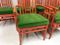 Vintage Red Bamboo and Green Velvet Dining Chairs from Mcguire, Set of 6 3