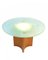 Round Frosted Glass Iluminated Coffee Table with Teak Foot, 1950s 4