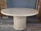 Runder Vintage Tisch aus Stein mit Messing Intarsie 1