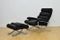 Reclining Leather Lounge Chair with Ottoman, 1970s 1