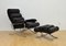 Reclining Leather Lounge Chair with Ottoman, 1970s 2