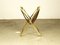 Mid-Century French Magazine Rack in Brass & Leather 5