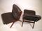 Folding Rosewood & Leather Lounge Chairs, 1960s, Set of 2 3
