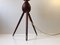 Dänische Mid-Century Tripod Tischlampe aus Teak, Messing & Glas, 1950er 3