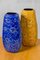 German Ceramic Vases in Blue and Ochre, 1970s, Set of 2 2