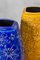 German Ceramic Vases in Blue and Ochre, 1970s, Set of 2 3