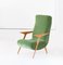 Italian Mid-Century Oak & Green Velvet Armchair, 1950s 4