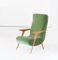 Italian Mid-Century Oak & Green Velvet Armchair, 1950s, Image 4