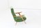 Italian Mid-Century Oak & Green Velvet Armchair, 1950s 2