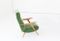Italian Mid-Century Oak & Green Velvet Armchair, 1950s, Image 2