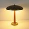 Swedish Brass & Teak Round Table Lamp, 1940s 6
