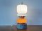 Lámparas de mesa vintage de vidrio naranja y blanco con pedestal de piedra. Juego de 2, Imagen 4
