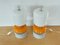 Vintage Orange and White Glass Table Lamps on Stone Pedestal, Set of 2 7