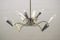 Mid-Century Black and White Chandelier with Brass Frame 3