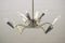 Mid-Century Black and White Chandelier with Brass Frame, Image 3