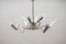 Mid-Century Black and White Chandelier with Brass Frame 1