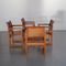 Pine & Leather Chairs, 1970s, Set of 4 3