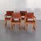 Pine & Leather Chairs, 1970s, Set of 4 1