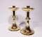 Tall Round Brass Candlesticks, 1930s, Set of 2 2