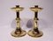 Tall Round Brass Candlesticks, 1930s, Set of 2 3