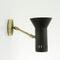 Italian Brass & Black Painted Metal Sconce, 1950s 1