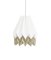 Polar White Origami Lamp with Light Taupe Stripe by Orikomi 1