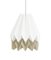 PLUS Polar White Origami Lamp with Light Taupe Stripe by Orikomi 1