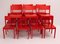 Sedie da pranzo Mid-Century moderne rosse, set di 14, Immagine 2