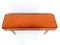 Italian Wooden Bench with Orange Fabric Upholstery, 1950s, Image 3