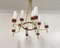 Italian Brass and White Glass Chandelier, 1950s 3