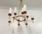 Lámpara de araña italiana de latón y vidrio blanco, años 50, Imagen 3