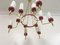 Italian Brass and White Glass Chandelier, 1950s 4