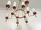 Italian Brass and White Glass Chandelier, 1950s, Image 4
