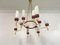 Italian Brass and White Glass Chandelier, 1950s 1